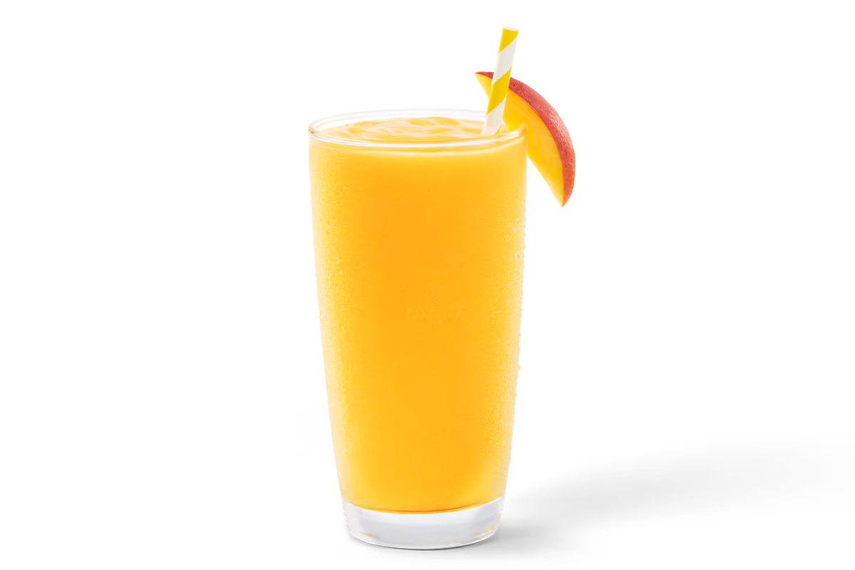 2 glasses of Tropical Smoothie Cafe Fruit Smoothie